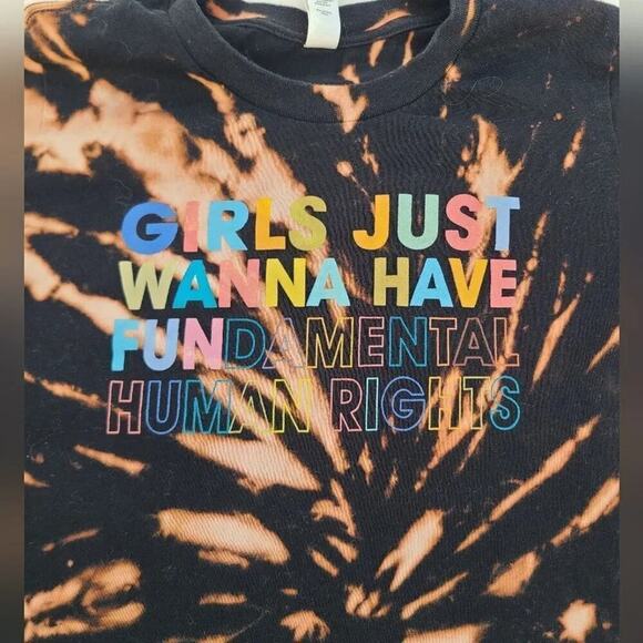 Girls Just Want To Have FunDAMENTAL HUMAN RIGHTS Tee, Size Girls L / Womens XS - Picture 2 of 5